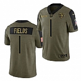 Nike Chicago Bears 1 Justin Fields 2021 Olive Salute To Service Limited Jersey Dzhi,baseball caps,new era cap wholesale,wholesale hats